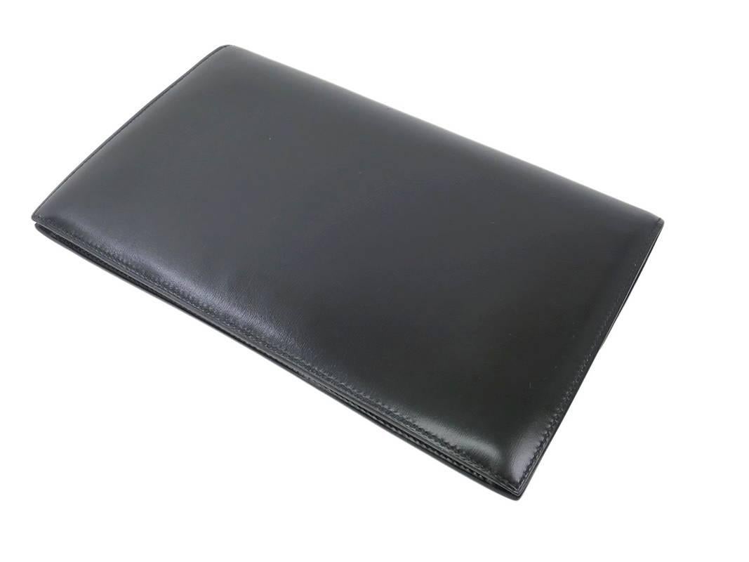 Hermes Black Boxcalf Leather Faco Evening Clutch Purse In Excellent Condition In Singapore, SG