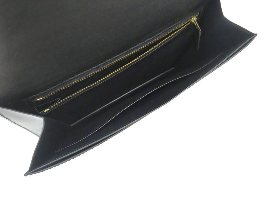 Hermes Black Boxcalf Leather Faco Evening Clutch Purse 3