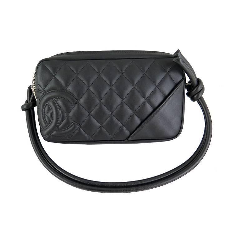Chanel So Black Cambon Pochette CC Lambskin Evening Shoulder Bag