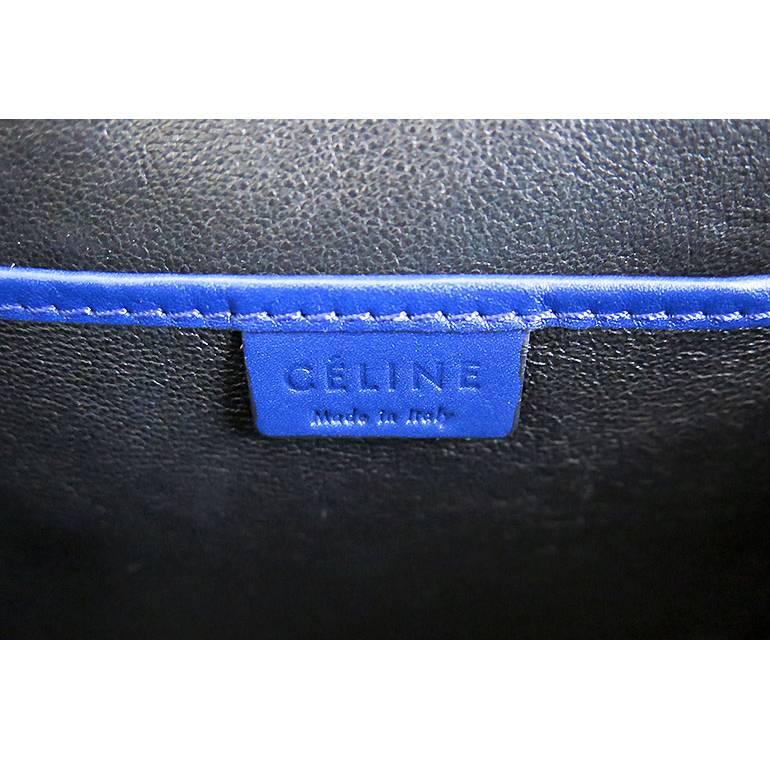 Celine Nano Bicolor Ocean Blue Black Handles Leather Luggage For Sale 3