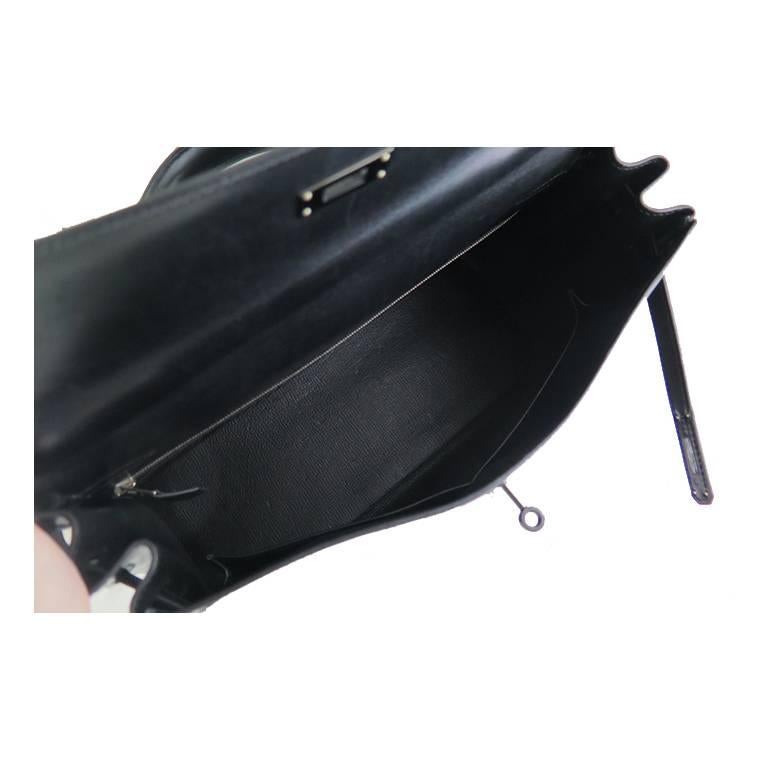 Hermes So Black Kelly 35 Boxcalf Leather Black Hardware - Rare For Sale 2