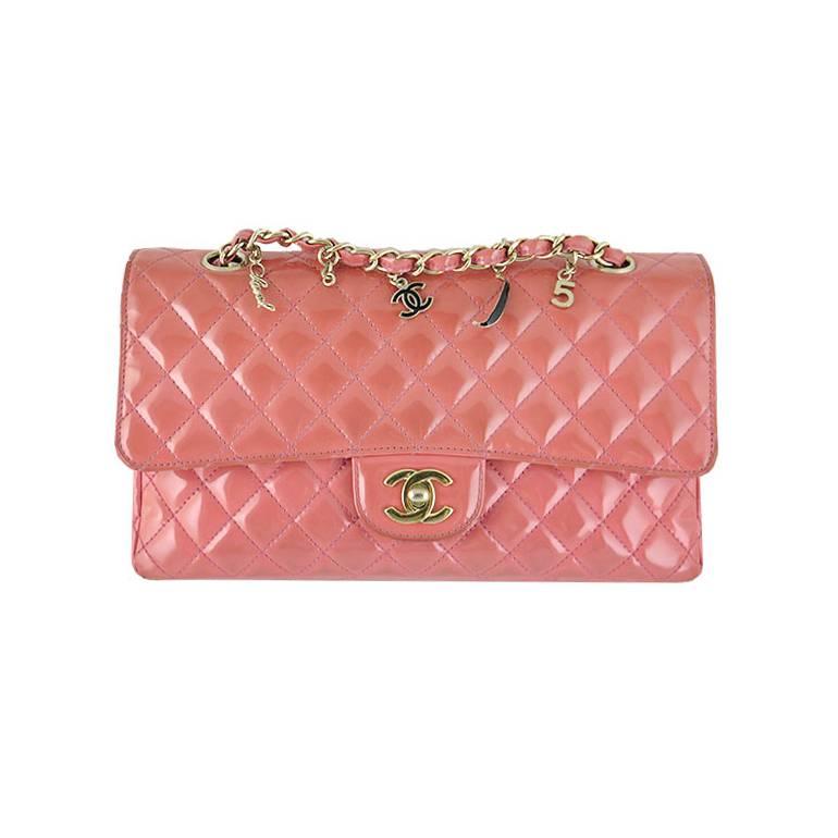 Chanel Ginza 5th Anniversary Pink Patent Medium 2.55 Flap  For Sale