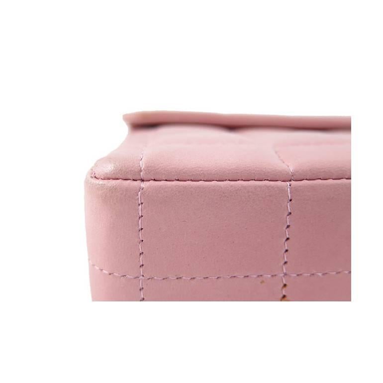 Women's Chanel Pink Lambskin E/w East West Baguette Flap Clutch Bag For Sale