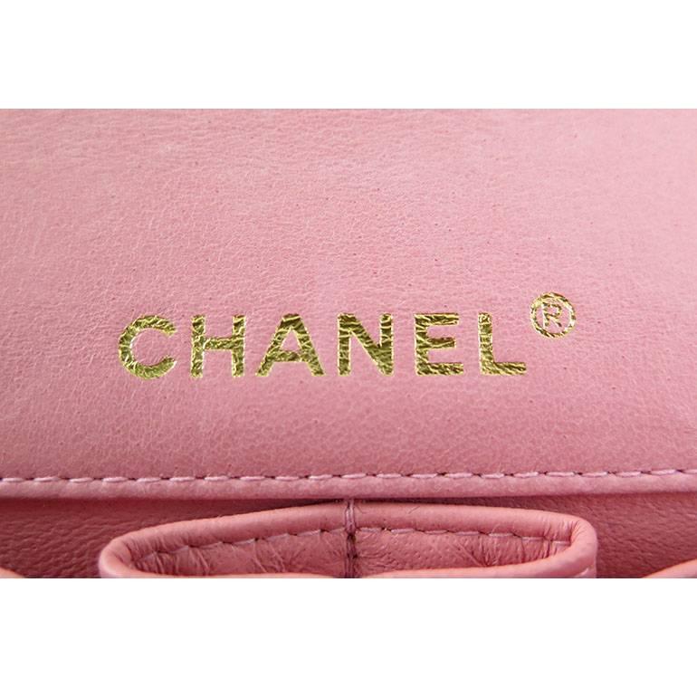 Beige Chanel Pink Lambskin E/w East West Baguette Flap Clutch Bag For Sale