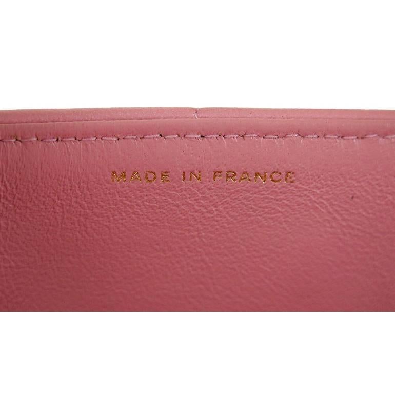 Chanel Pink Lambskin E/w East West Baguette Flap Clutch Bag In Good Condition For Sale In Singapore, SG