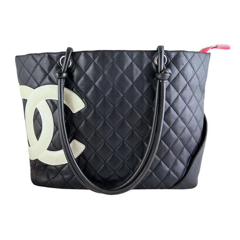 Chanel Jumbo Cambon Black Lambskin CC Shoulder Tote Bag For Sale