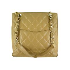 Chanel Pst Beige Caviar Leather Petite Shopping Tote Bag