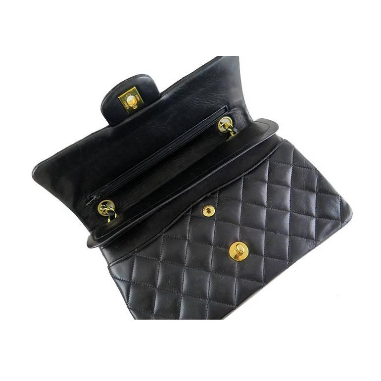 Chanel Black Lambskin 9inch Classic 2.55 Double Flap Bag For Sale 1