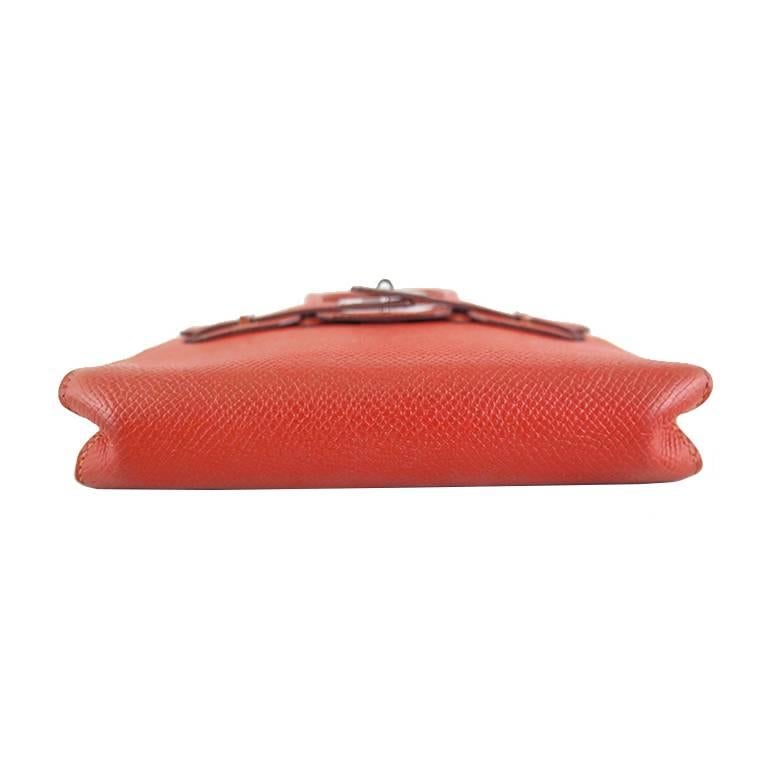 Rouge Hermès - Sac à main Micro Mini Tiny Birkin en cuir Epsom orange  en vente