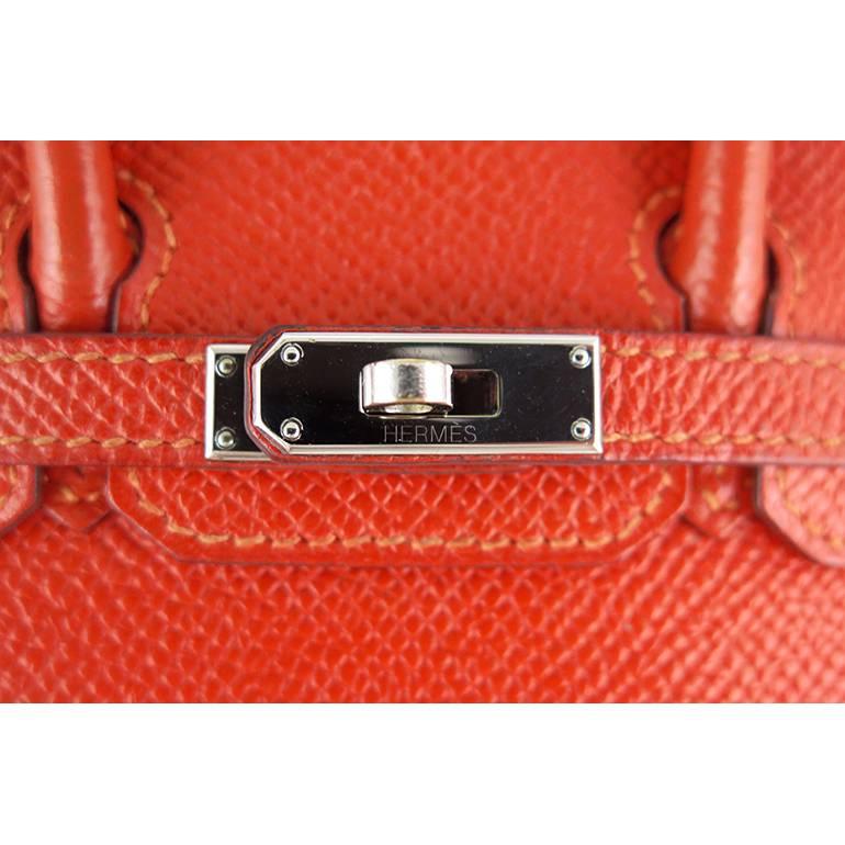 Hermès - Sac à main Micro Mini Tiny Birkin en cuir Epsom orange  Bon état - En vente à Singapore, SG
