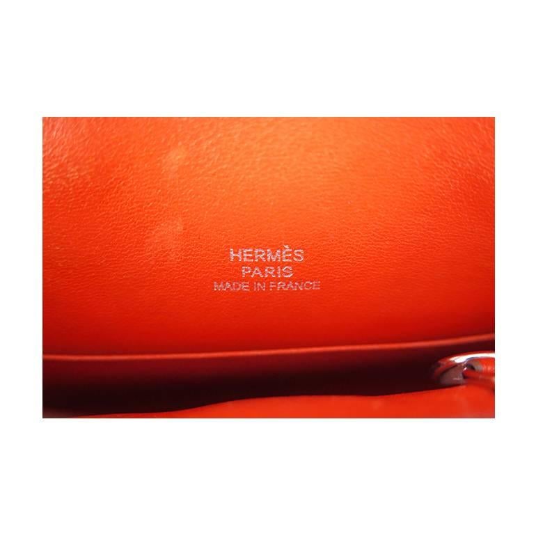 Red Hermes Micro Mini Tiny Birkin Feu Orange Epsom Leather  For Sale