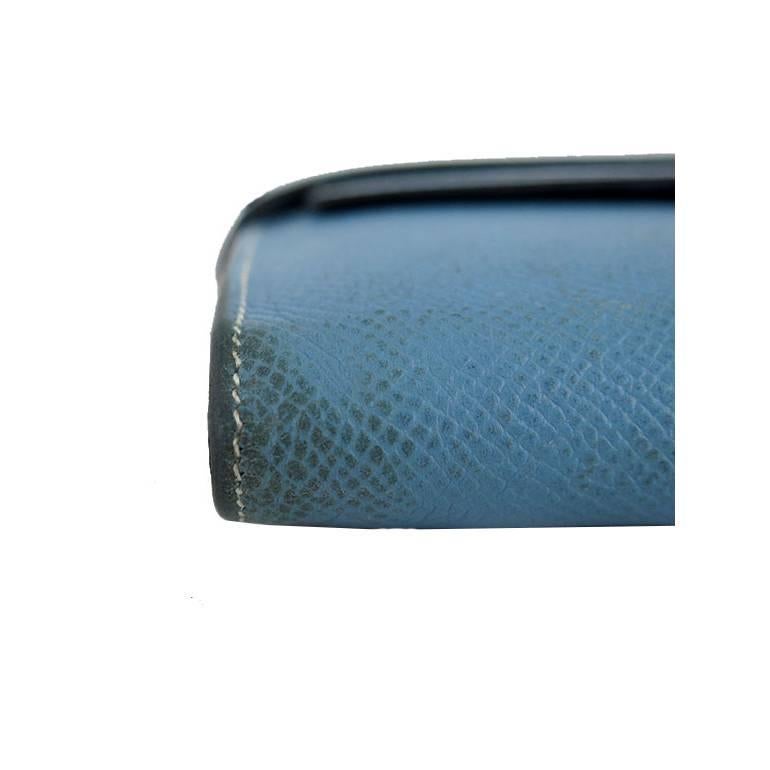 Hermes Kelly Long Wallet Blue Jean Epsom Leather Palladium Hardware For Sale 4