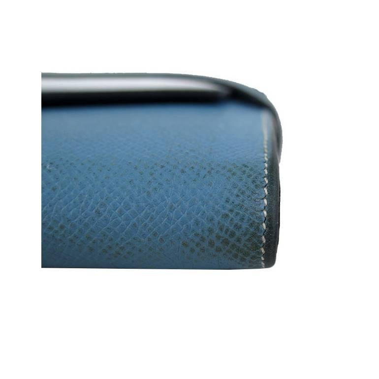 Hermes Kelly Long Wallet Blue Jean Epsom Leather Palladium Hardware For Sale 5