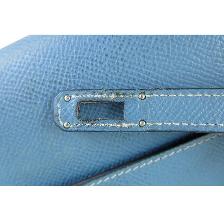 Hermes Kelly Long Wallet Blue Jean Epsom Leather Palladium Hardware For Sale 6