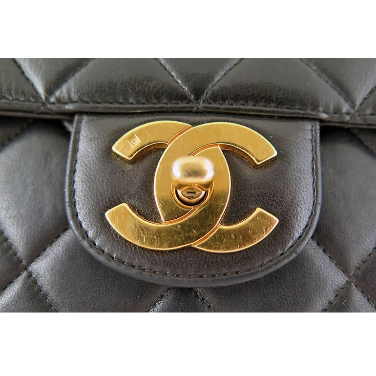 Chanel Jumbo 12inch Black Lambskin Classic 2.55 Flap Bag In Good Condition For Sale In Singapore, SG