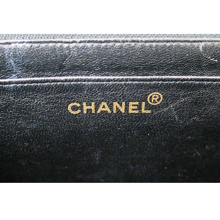 Women's Chanel Jumbo 12inch Black Lambskin Classic 2.55 Flap Bag For Sale