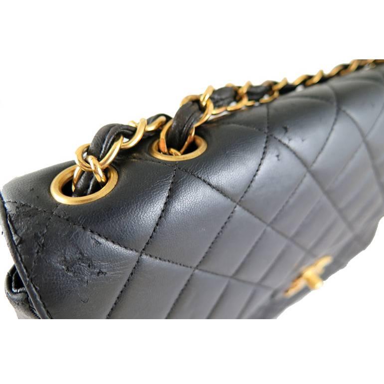 Chanel Jumbo 12inch Black Lambskin Classic 2.55 Flap Bag For Sale 6