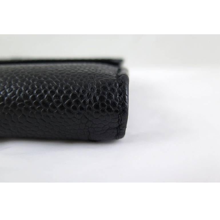 Chanel Black Caviar CC Trifold Snap Wallet Purse 4