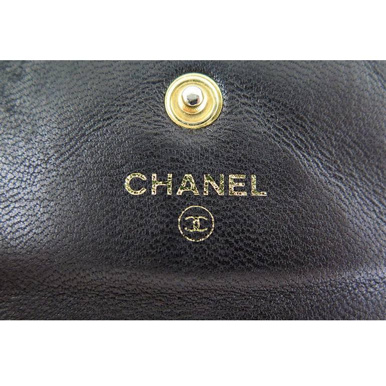 Women's Chanel Black Caviar CC Trifold Snap Wallet Purse