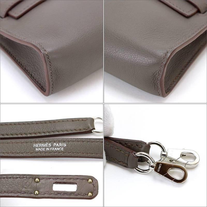Women's or Men's Hermes Mini Kelly Tiny 15cm Etain Swift Leather Micro Crossbody Purse Bag For Sale