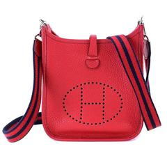Hermes Evelyne TPM Rouge Casaque Taurillon Clemence Amazone Strap Crossbody Bag 6