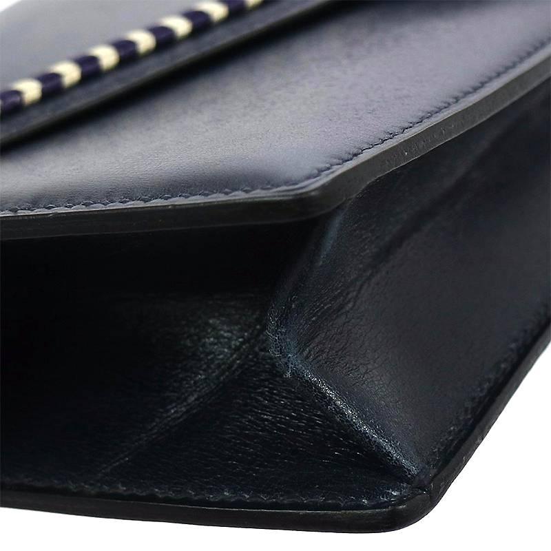 Hermes Vintage Navy Boxcalf Leather Evening Clutch Purse For Sale 2