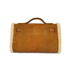Hermes Kelly Teddy Pochette Veau Doblis Suede & Mouton Shearling Muff RARE