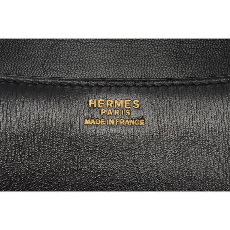 Hermes Black Box Calf Leather Constance 23cm Shoulder Bag For Sale 2