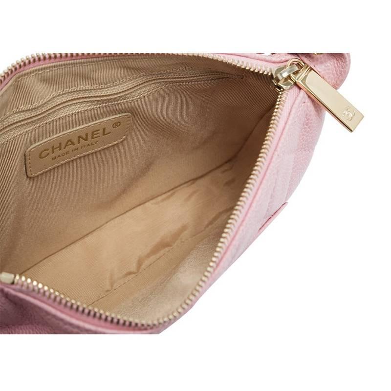 Chanel Pink CC Quilted Caviar Leather Shoulder Bag For Sale 1