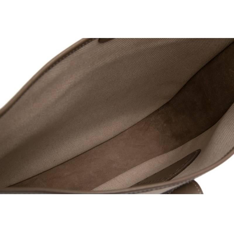 Hermes Etoupe Leather Toile Evelyne II GM Shoulder Crossbody Bag For Sale 1