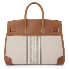 Hermes Toile H Gange Birkin 35cm Natural Barenia Leather - Rare