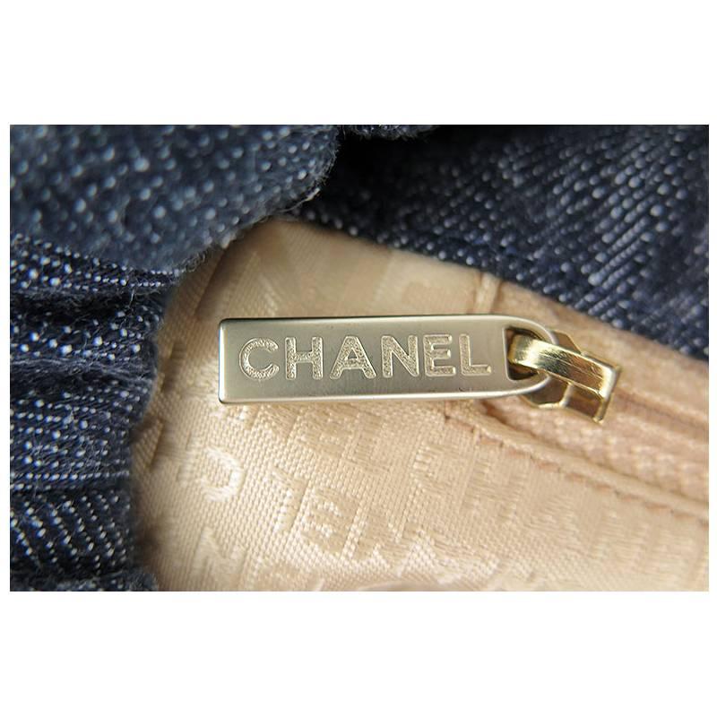 Chanel Denim Jumbo XL Coco Cabas Shoulder Tote Overnighter Bag For Sale 2