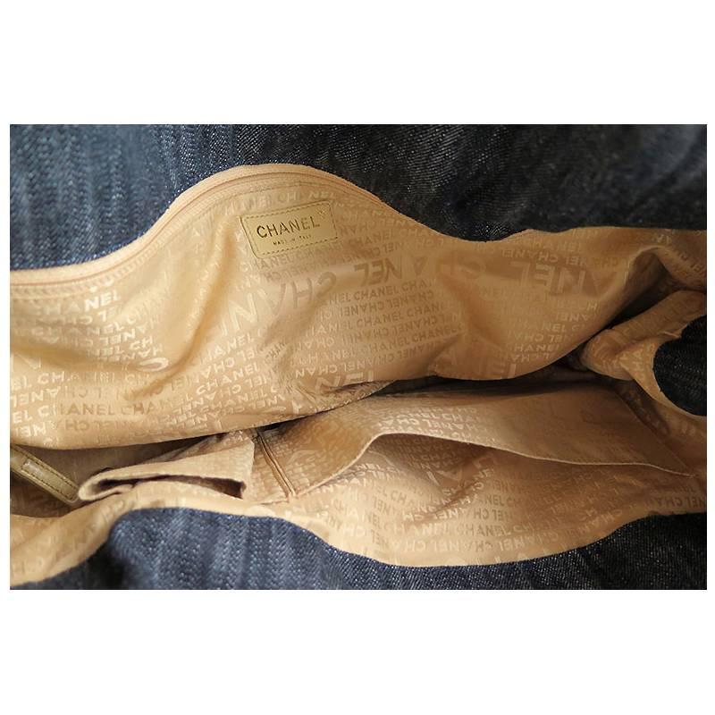 Chanel Denim Jumbo XL Coco Cabas Shoulder Tote Overnighter Bag For Sale 3