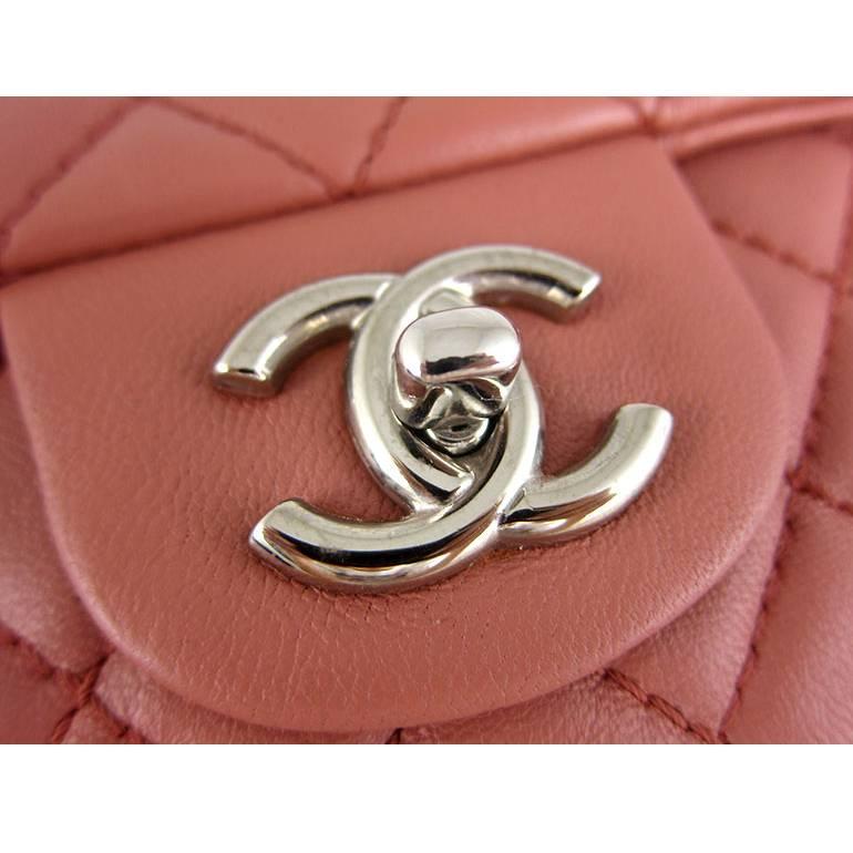 Chanel Pink Lambskin Bicolor East West E/W 10inch Medium 2.55 Bijoux Chain Flap In Excellent Condition For Sale In Singapore, SG