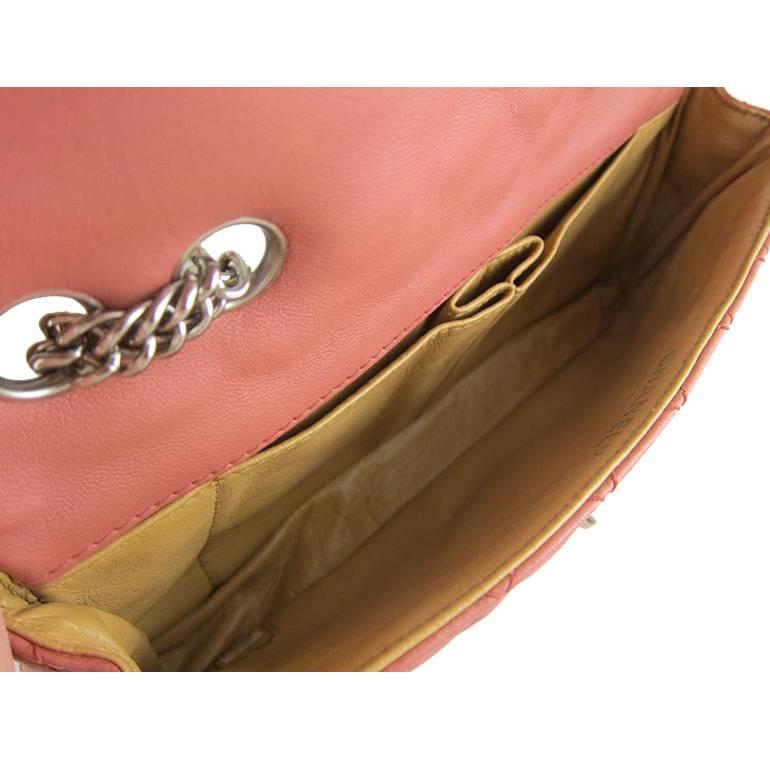 Chanel Pink Lambskin Bicolor East West E/W 10inch Medium 2.55 Bijoux Chain Flap For Sale 1