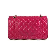 Chanel Red Lambskin Medium 2.55 Double Flap Charms Limited Edition - Rare