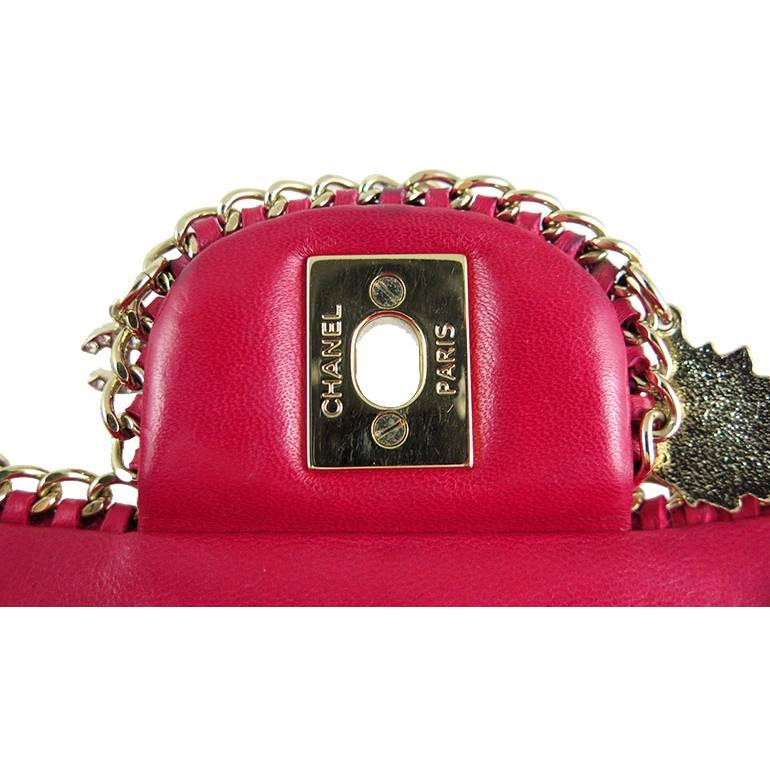 Women's Chanel Red Lambskin Medium 2.55 Double Flap Charms Limited Edition - Rare For Sale