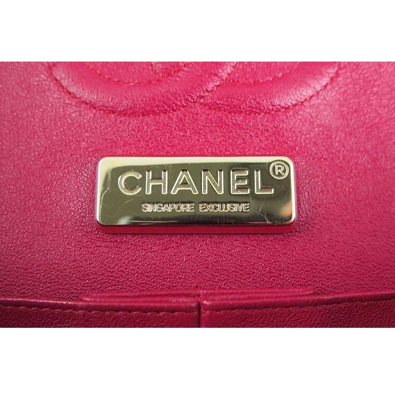 Chanel Red Lambskin Medium 2.55 Double Flap Charms Limited Edition - Rare For Sale 1