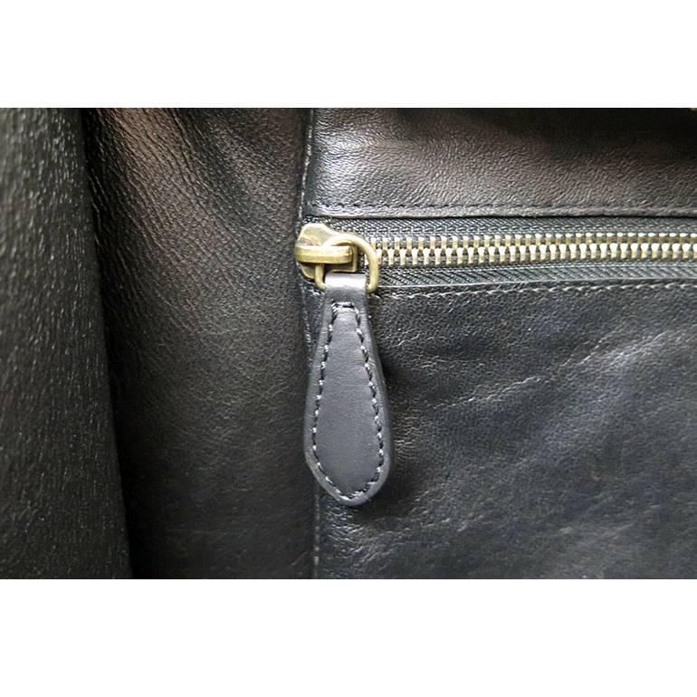 Women's Celine Mini Bicolor Black Leather Cream Tweed Luggage Tote For Sale
