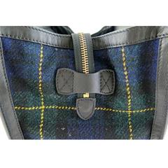 Celine Mini Black Leather & Tartan Tweed Fall Winter Luggage Tote
