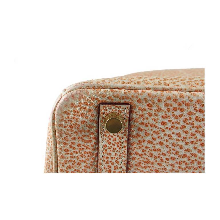 Women's or Men's Hermes Birkin 30 Orange Dalmatian Buffalo Leather Gold Hardware Bag  For Sale