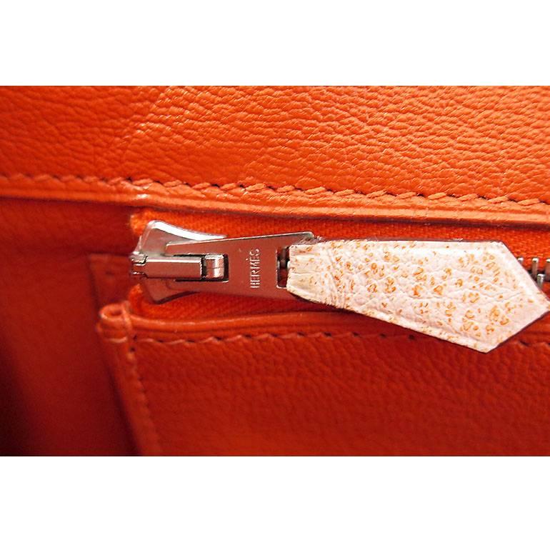Hermes Birkin 35 Orange Dalmatian Buffalo Leather Palladium Hardware - Rare In Excellent Condition For Sale In Singapore, SG