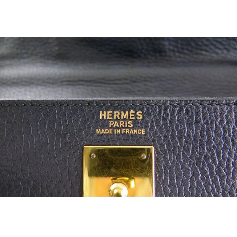 Hermes Kelly 32 Bicolor Black Brown Ardennes Leather Bag In Good Condition For Sale In Singapore, SG