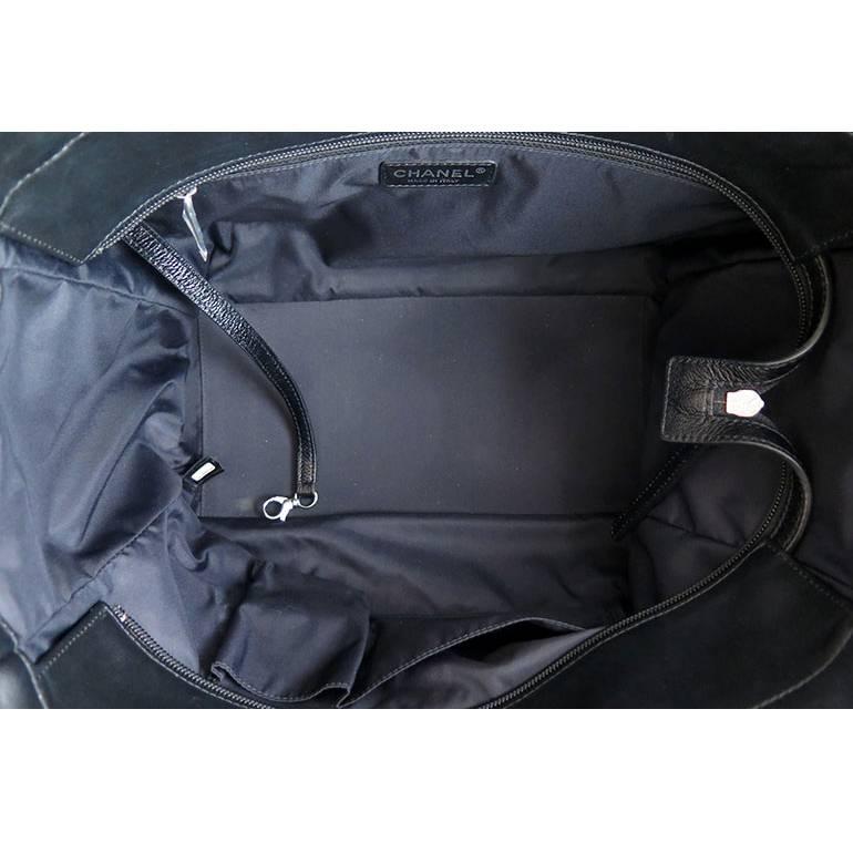 Chanel Biarritz Jumbo Large Black Nylon Shopping Tote Bag In Excellent Condition For Sale In Singapore, SG