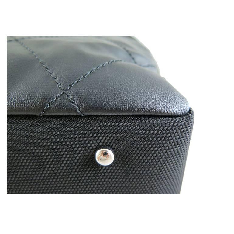 Chanel Biarritz Jumbo Large Black Nylon Shopping Tote Bag For Sale 3
