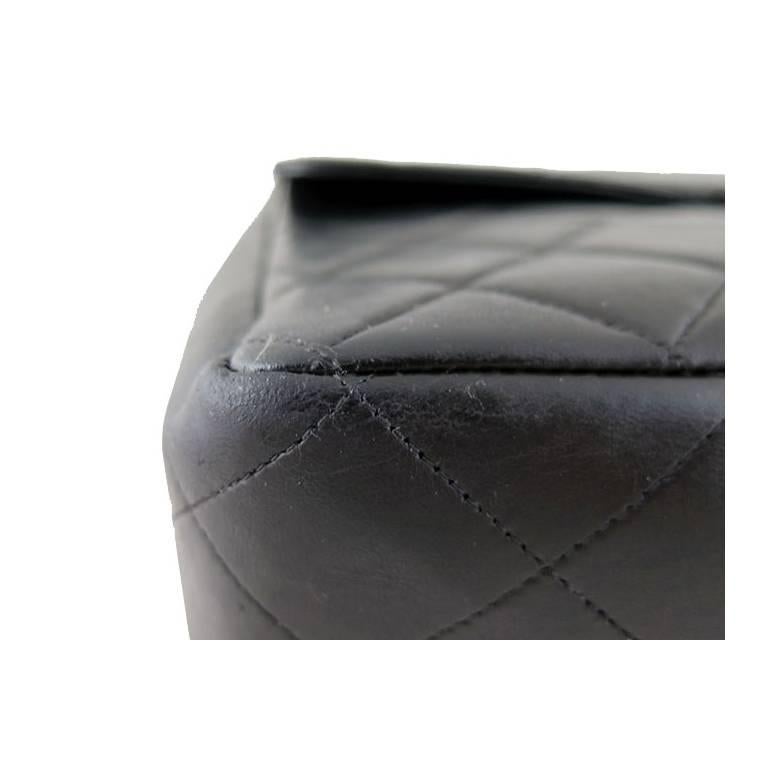 Chanel Jumbo 12inch Black Lambskin Classic 2.55 Flap Bag For Sale 3