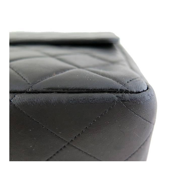 Chanel Jumbo 12inch Black Lambskin Classic 2.55 Flap Bag For Sale 4