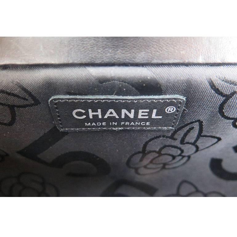 Chanel Black Lambskin Mademoiselle Evening Clutch Purse For Sale 2