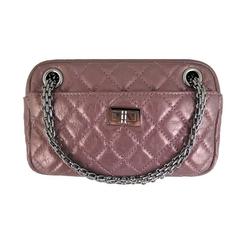 Chanel Reissue Metallic Purple Lambskin 2.55 Evening Purse Bag