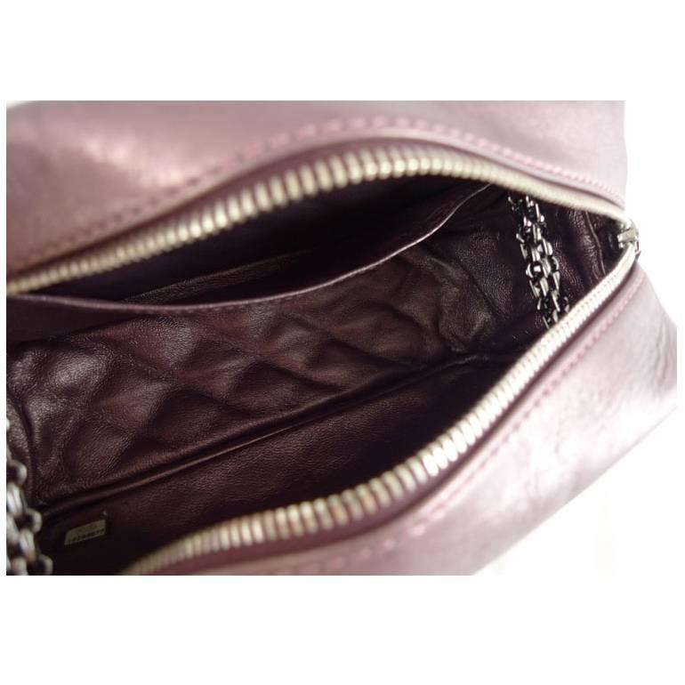 Chanel Reissue Metallic Purple Lambskin 2.55 Evening Purse Bag In Excellent Condition For Sale In Singapore, SG